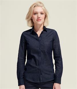 SOLS Ladies Barry Long Sleeve Denim Shirt